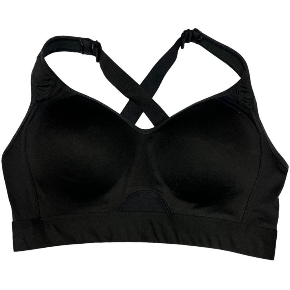 MTA Sport Sports Bra Solid Black Cross Back Activewear Women's‎ Medium